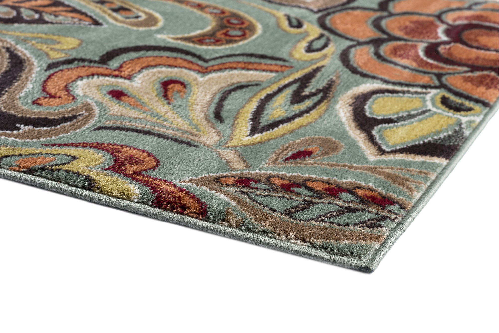 DCO10238x10 Deco 8 x 10 Floral Seafoam, Cranberry, and Gold Area Rug-3