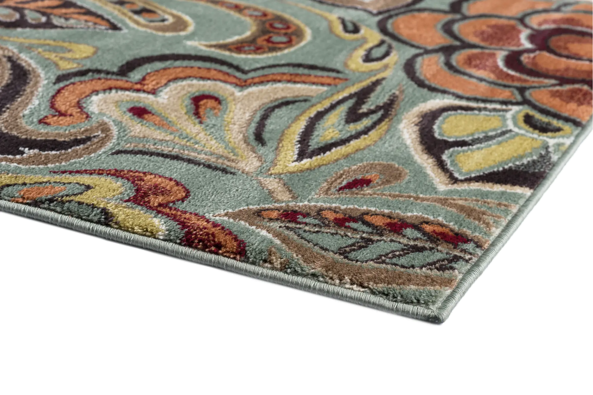 DCO10238x10 Deco 8 x 10 Floral Seafoam, Cranberry, and Gold Area Rug-3