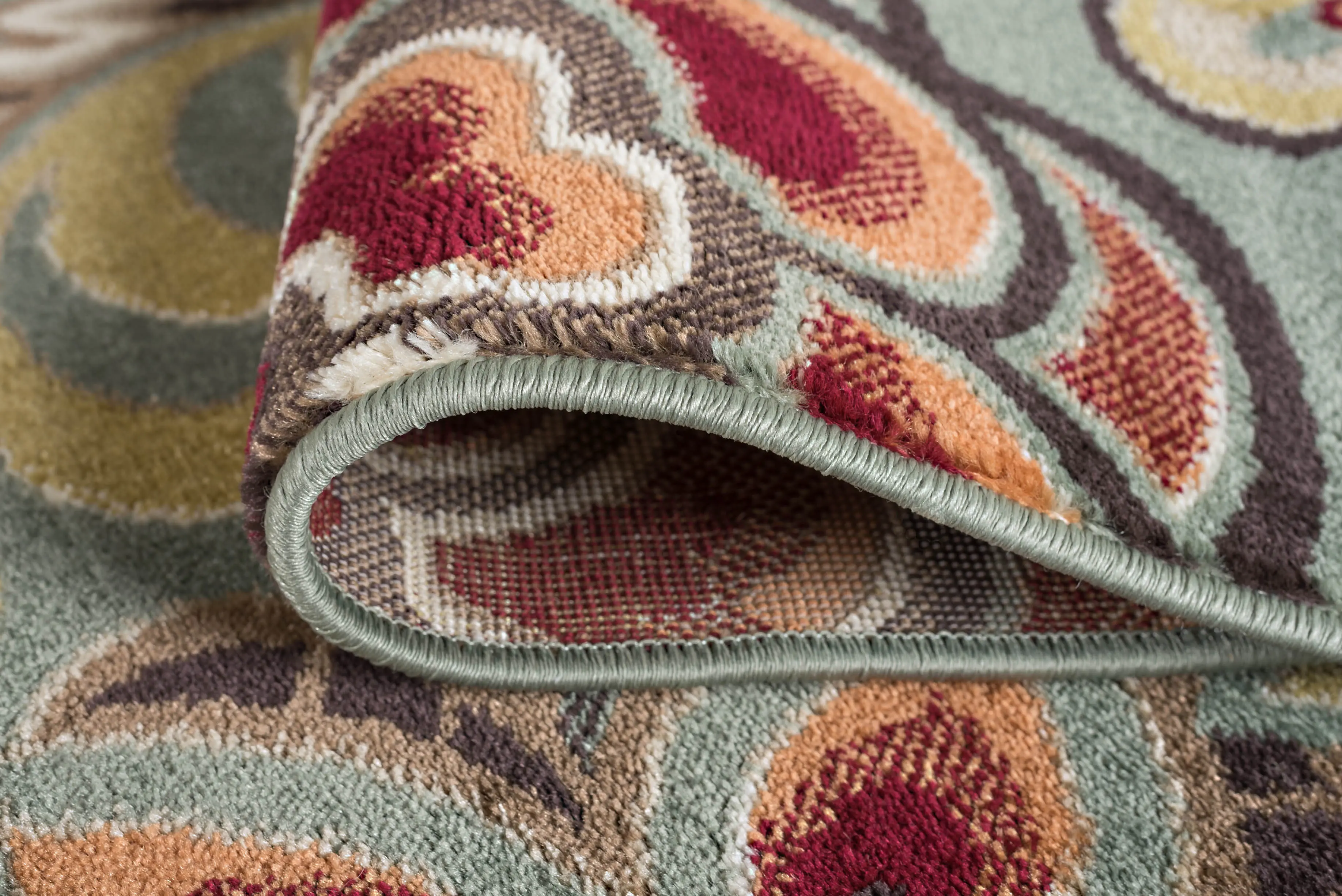 DCO10238x10 Deco 8 x 10 Floral Seafoam, Cranberry, and Gold Area Rug-5