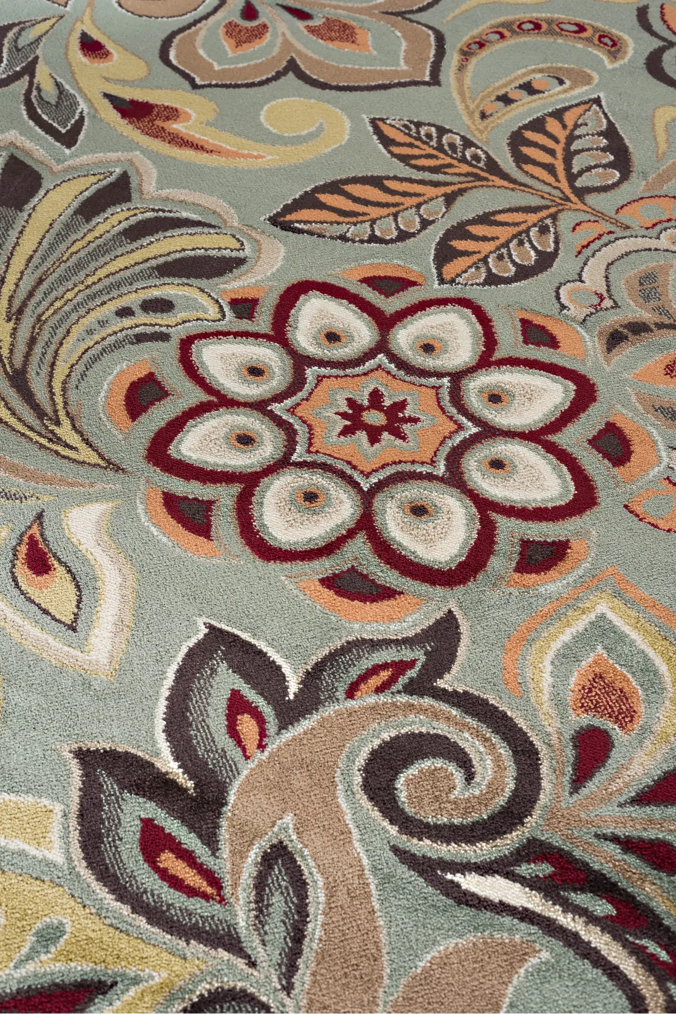 DCO10238x10 Deco 8 x 10 Floral Seafoam, Cranberry, and Gold Area Rug-6