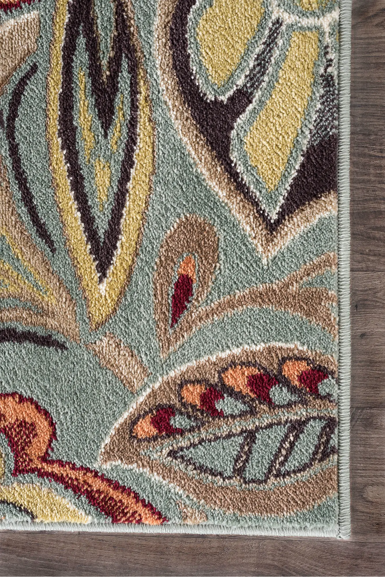 DCO10238x10 Deco 8 x 10 Floral Seafoam, Cranberry, and Gold Area Rug-7