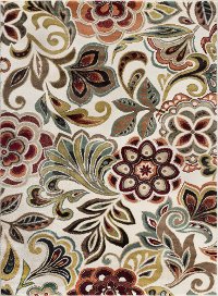 DCO10258x10 8 x 10 Large Teal Blue, Ivory, and Red Area Rug - Deco