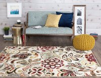 DCO10258x10 8 x 10 Large Teal Blue, Ivory, and Red Area Rug - Deco-2