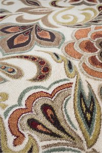 DCO10258x10 8 x 10 Large Teal Blue, Ivory, and Red Area Rug - Deco-7