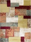 DCO1027 5x8 5 x 7 Medium Teal Blue, Taupe & Red Area Rug - Deco