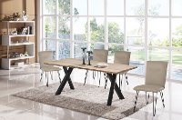 Taupe and Metal Modern 5 Piece Dining Set - Live Edge