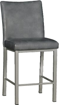 Silver and Gray 24 Inch Metal Counter Height Bar Stool