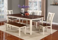 White and Cherry 6 Piece Dining Set with Bench - Dover-2