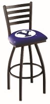 Black Ladder Back Swivel Counter Height Stool - BYU