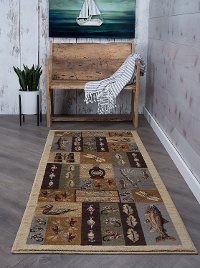 NTR65223x8 Tan, Brown, and Blue 7 Foot Runner Rug - Nature-8