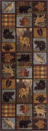6568-Multi-3x8 Brown, Blue, and Red 7 Foot Runner Rug - Nature-6