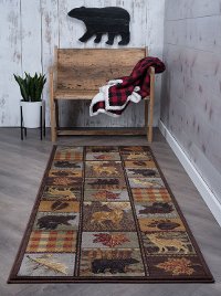 NTR65683x8 Brown, Blue, and Red 7 Foot Runner Rug - Nature-7