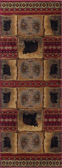 NTR6570 3x8 Brown, Red, and Green 7 Foot Runner Rug - Nature