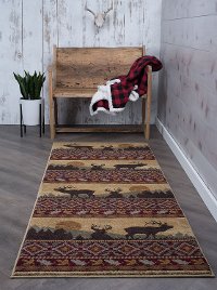 NTR65953x8 Red, Brown, and Beige 7 Foot Runner Rug - Nature-7