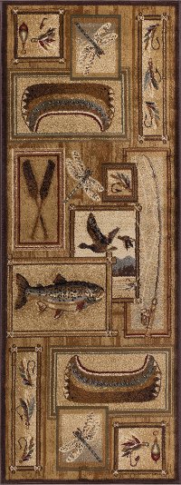 NTR6602 3x8 Brown and Tan 7 Foot Runner Rug - Nature