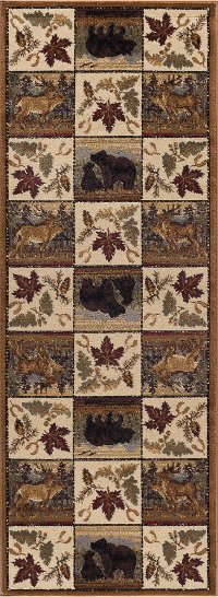 NTR66103x8 Green, Brown, and Beige 7 Foot Runner Rug - Nature-1