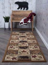NTR66103x8 Green, Brown, and Beige 7 Foot Runner Rug - Nature-2