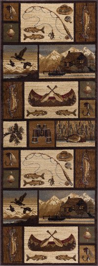 NTR6620 3x8 Green, Brown, and Beige 7 Foot Runner Rug - Nature
