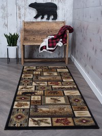 NTR66603x8 Green, Brown, and Beige 7 Foot Runner Rug - Nature-2