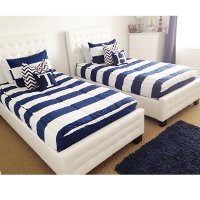Beddy's Twin Navy and White Game On Bedding Collection