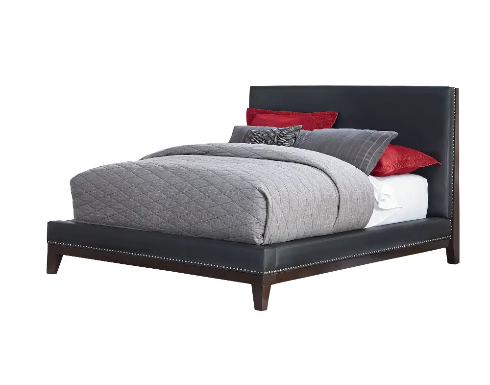 Black Upholstered Queen Platform Bed - Couture-1