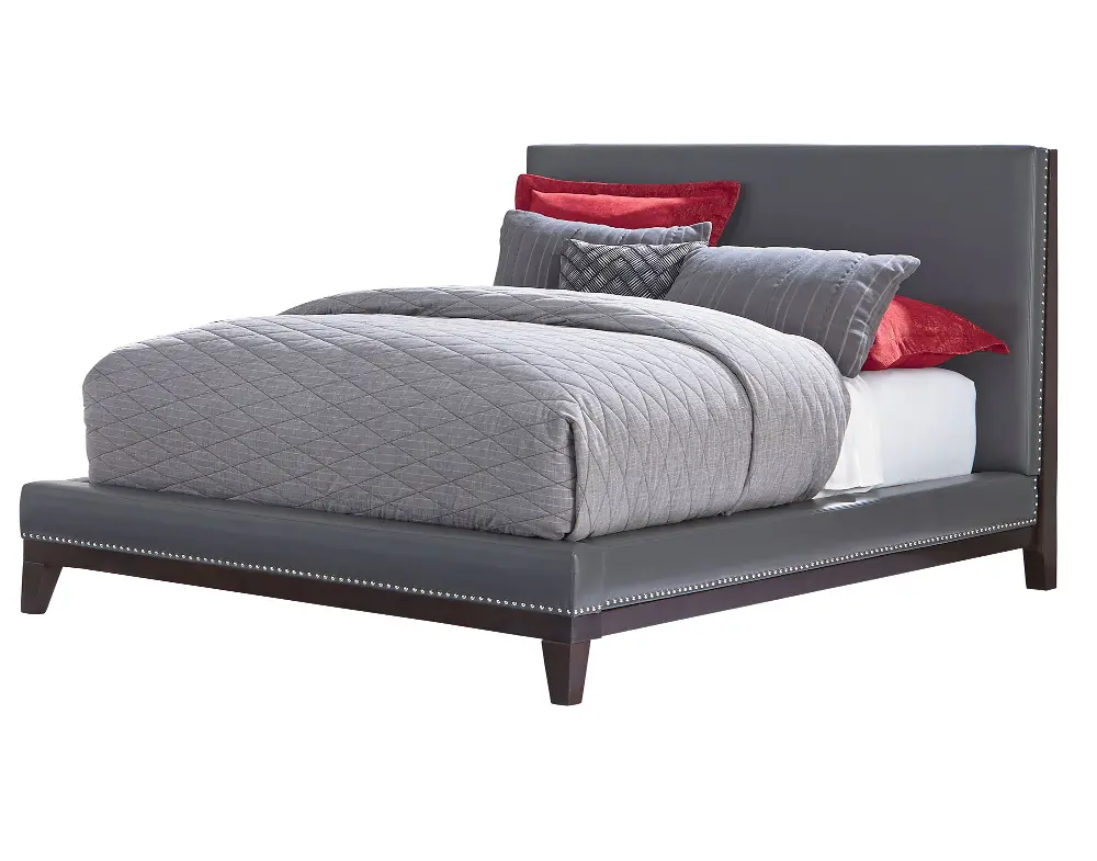 Gray Upholstered Queen Platform Bed - Couture-1