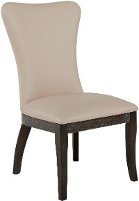 Ivory and Dark Oak Upholstered Traditional Dining Chair - Tessy