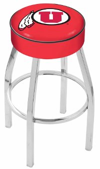 L8C125UtahUn Chrome 25 Inch Cushion Counter Stool - U of U