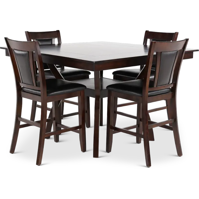 Brent Dark Cherry 5 Piece Counter Height Dining Room Set