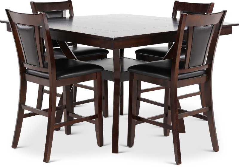 Dark Cherry 5 Piece Counter Height Dining Set Brent Rc Willey Furniture Store