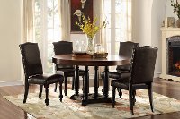 Traditional Dark Oak and Black Round Dining Table - Blossomwood