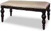 Clearance Dark Oak and Ivory White Upholstered Dining Bench - Tessy