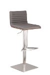 Stainless Steel & Gray Adjustable Bar Stool - Café