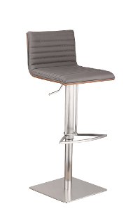 Stainless Steel & Gray Adjustable Bar Stool - Café
