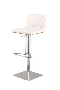 Stainless Steel & White Adjustable Bar Stool - Café