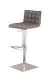 Stainless Steel & Gray Adjustable Bar Stool - Oslo