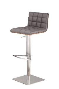 Stainless Steel & Gray Adjustable Bar Stool - Oslo