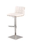 Stainless Steel & White Adjustable Bar Stool - Oslo