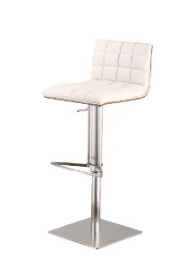 Stainless Steel & White Adjustable Bar Stool - Oslo