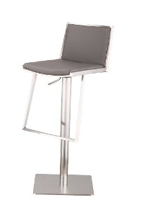 Stainless Steel & Gray Adjustable Bar Stool - Ibiza