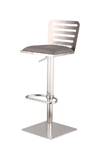 Stainless Steel & Gray Adjustable Bar Stool - Delmar