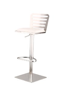 Stainless Steel & White Adjustable Bar Stool - Delmar