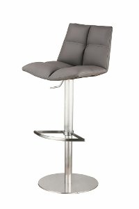 Stainless Steel & Gray Adjustable Bar Stool - Roma