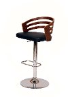 Walnut & Black Swivel Adjustable Bar Stool - Adele
