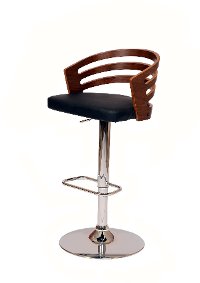 Walnut & Black Swivel Adjustable Bar Stool - Adele