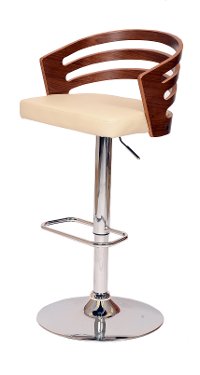Walnut & Cream Swivel Adjustable Bar Stool - Adele