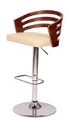 Walnut & Cream Swivel Adjustable Bar Stool - Adele