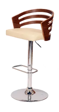 Walnut & Cream Swivel Adjustable Bar Stool - Adele