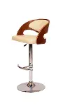 Malibu Cream Walnut Swivel Adjustable Bar Stool