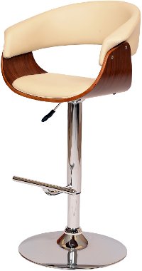 Cream/ Walnut Swivel Adjustable Bar Stool - Paris